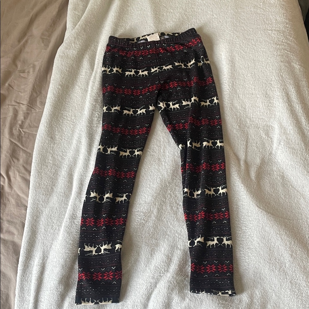Pink Rose Black & Red Holiday Knit Leggings/pjs
